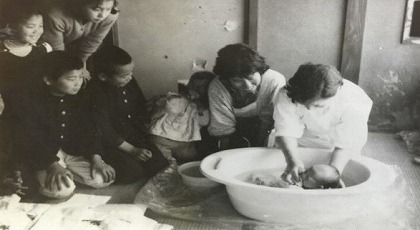 写真:産湯の様子