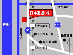 地図：日本通運株式会社北陸東支店富山物流事業所周辺
