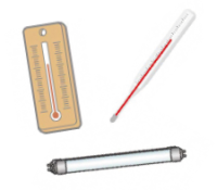 イラスト：水銀温度計、水銀体温計、蛍光管