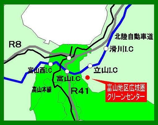 地図：富山地区広域圏クリーンセンター位置