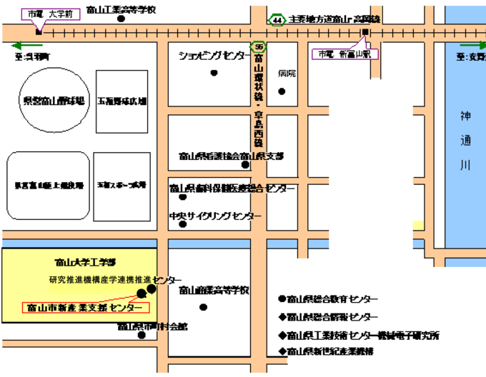 富山市新産業支援センター周辺地図