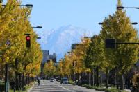 写真：まちなかから望む剣岳（平和通り）