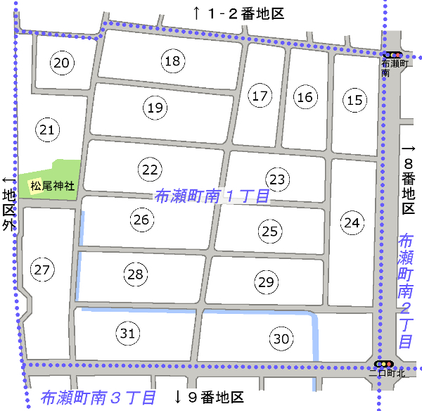 地図：堀川西土地区画整理事業1-2番地区　位置図