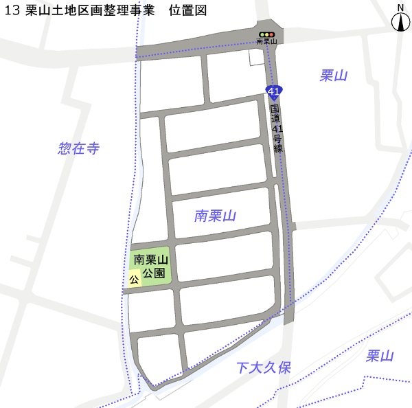 地図：栗山土地区画整理事業　位置図