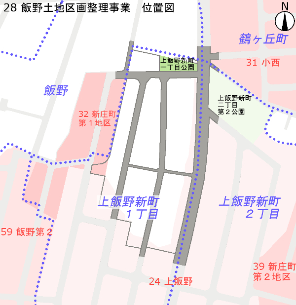 地図：飯野土地区画整理事業　位置図