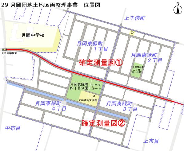 地図：月岡団地土地区画整理事業　位置図