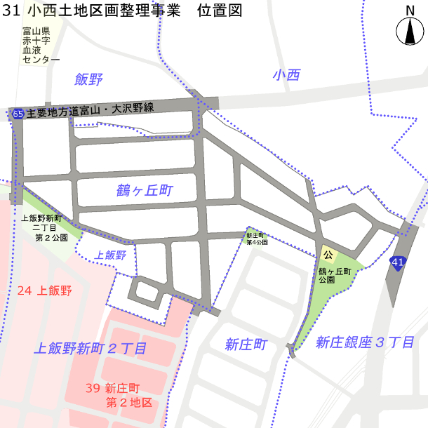 地図：小西土地区画整理事業　位置図