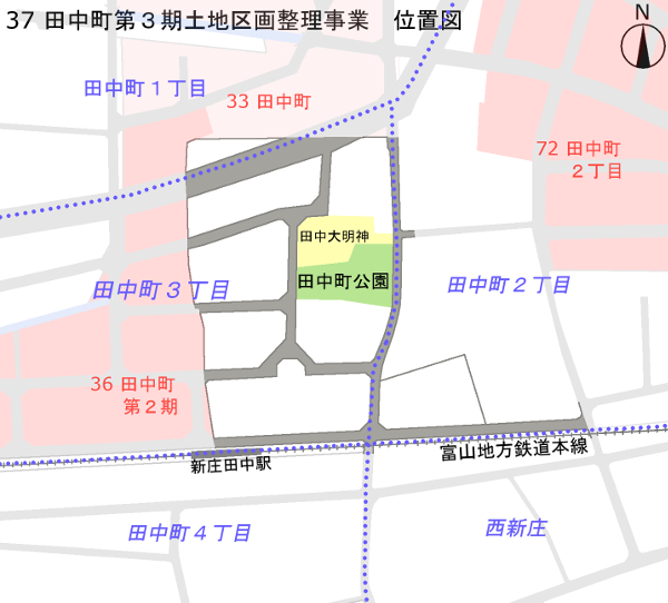 地図：田中町第3期土地区画整理事業　位置図