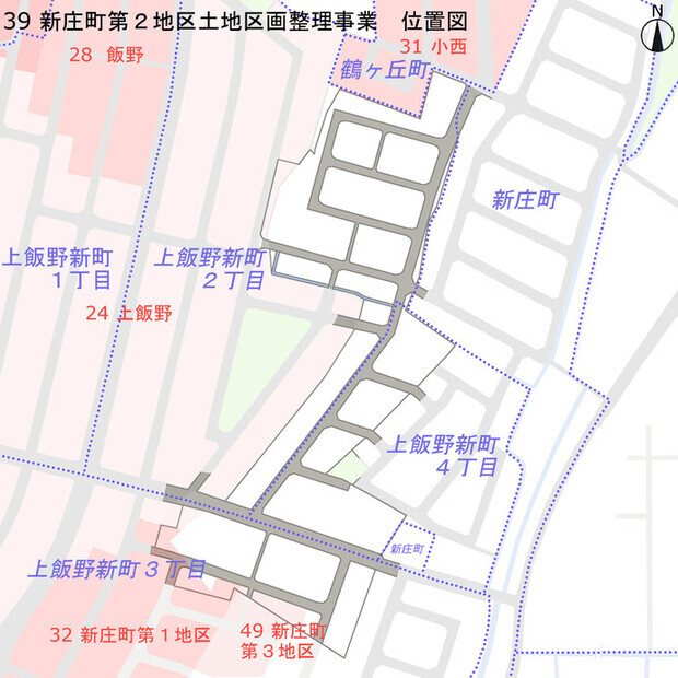 地図：新庄町第2地区土地区画整理事業　位置図
