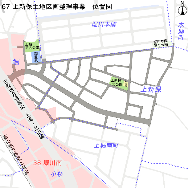 地図：上新保土地区画整理事業　位置図