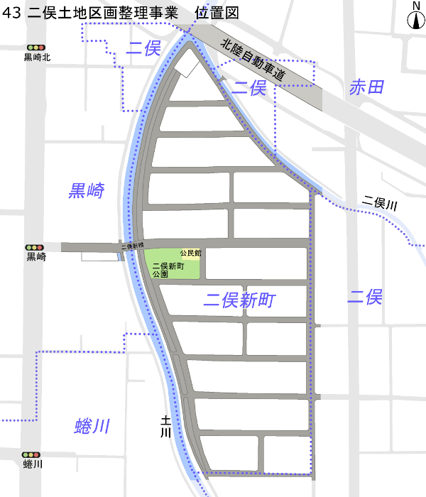 地図：二俣土地区画整理事業　位置図