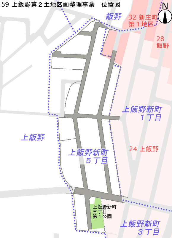 地図：上飯野第2土地区画整理事業　位置図