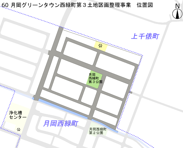 地図：月岡グリーンタウン西緑町第3土地区画整理事業　位置図