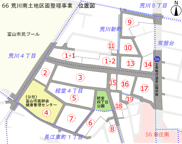 地図：荒川南土地区画整理事業　位置図