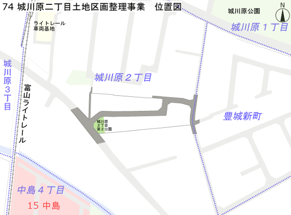 地図：城川原二丁目土地区画整理事業　位置図