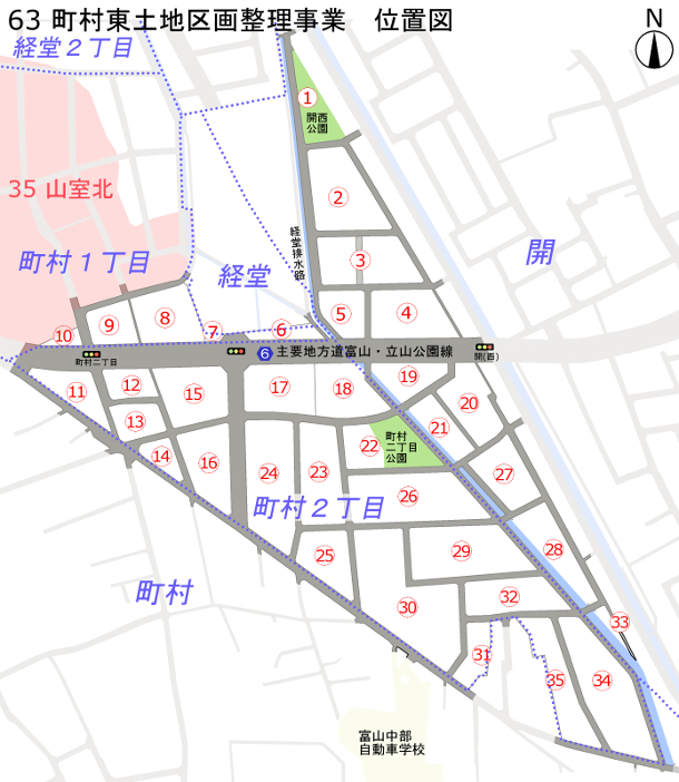 地図：町村東土地区画整理事業　位置図