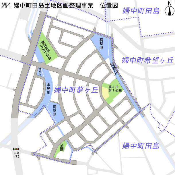 地図：婦中町田島土地区画整理事業　位置図