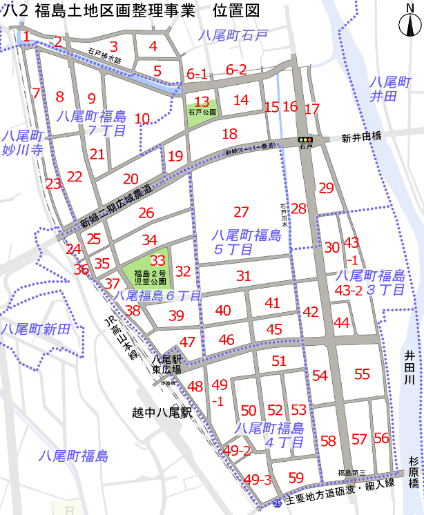 地図：福島土地区画整理事業　位置図