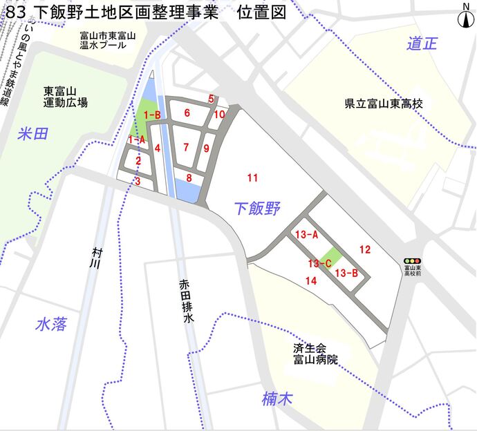 地図：下飯野土地区画整理事業　位置図