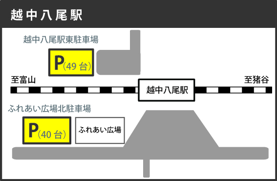 地図：越中八尾駅パークアンドライド駐車場