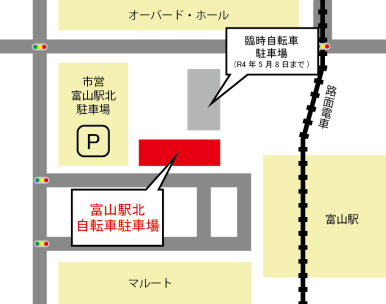 地図：富山駅北自転車駐車場
