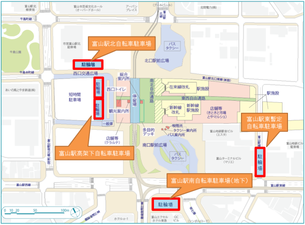 地図：自転車駐車場