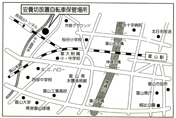 地図：安養坊放置自転車保管場所