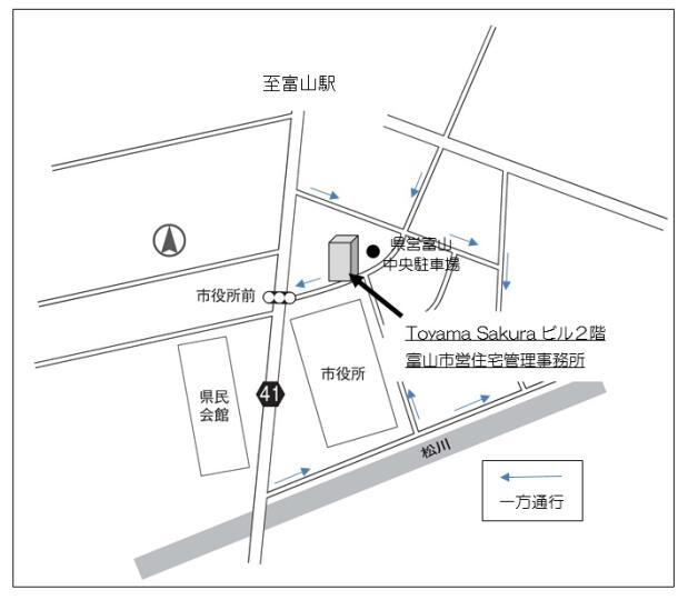 地図：株式会社ホクタテ富山市営住宅管理事務所周辺