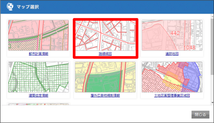 画面：インフォマップとやま　路線網図