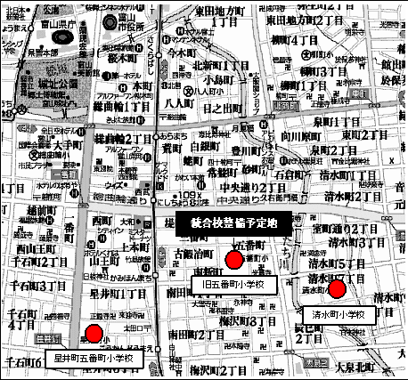 地図：統合校整備予定地