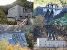 写真：有峰第一発電所、小俣ダム、祐延ダム、上滝発電所