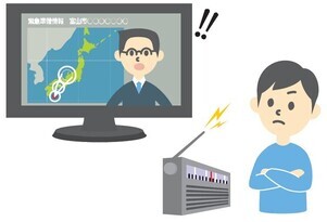 イラスト：テレビやラジオで情報収集