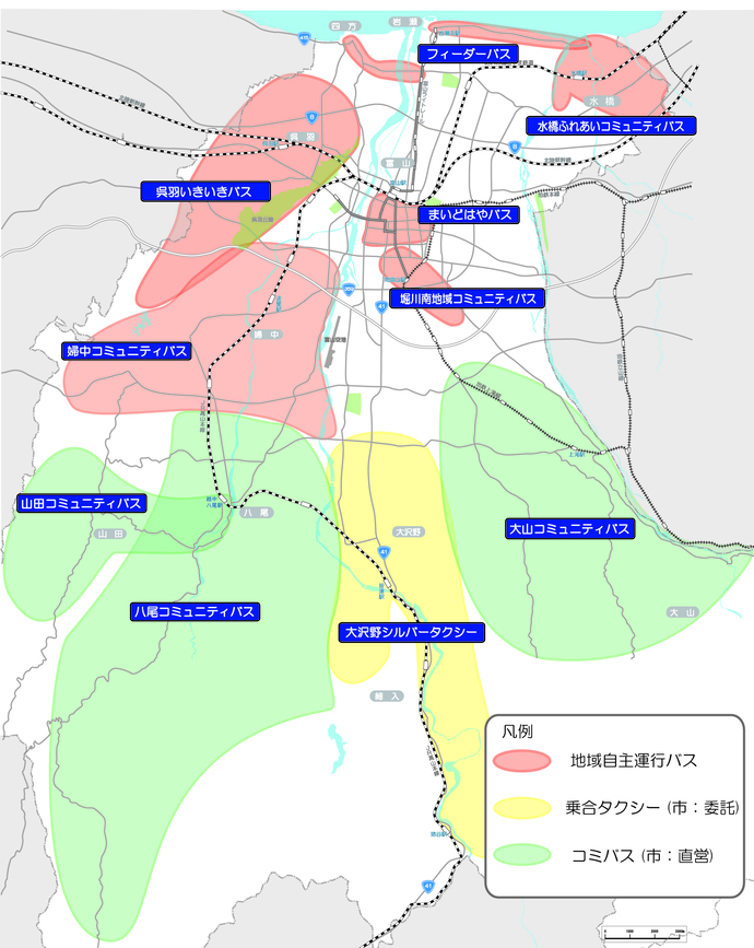 コミュニティバス等運行地域図