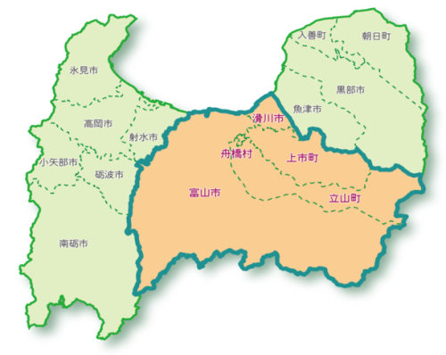 地図：富山広域連携中枢都市圏