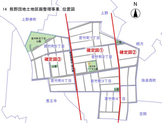 地図：熊野団地土地区画整理事業 位置図