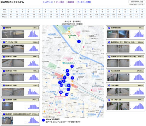 親水広場と富山駅周辺の設置場所