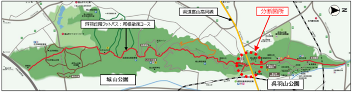 呉羽丘陵フットパス全体図